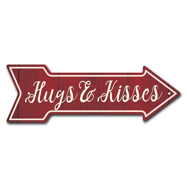 Signmission Hugs And Kisses Arrow Sign Funny Home Decor 36in Wide P-ARROW12-999812 - main
